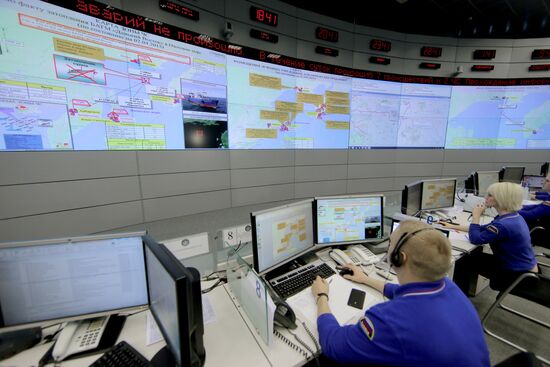 Russian Emergency Ministry's National Crisis Management Center during meeting