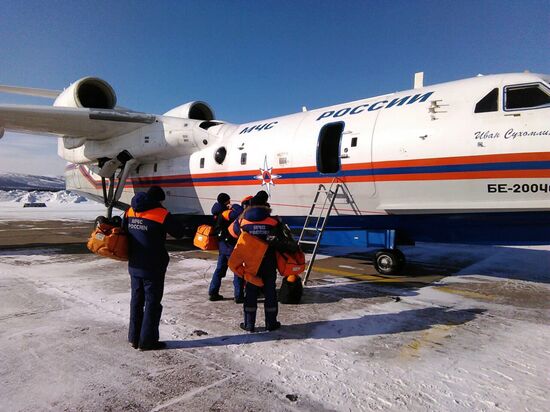 Search and rescue operation on the site of trawler crash in Sea of Okhotsk