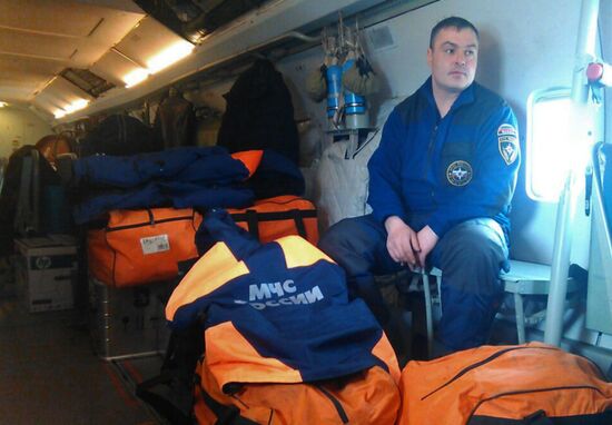 Search and rescue operation at fishing trawler accident site in Sea of Okhotsk