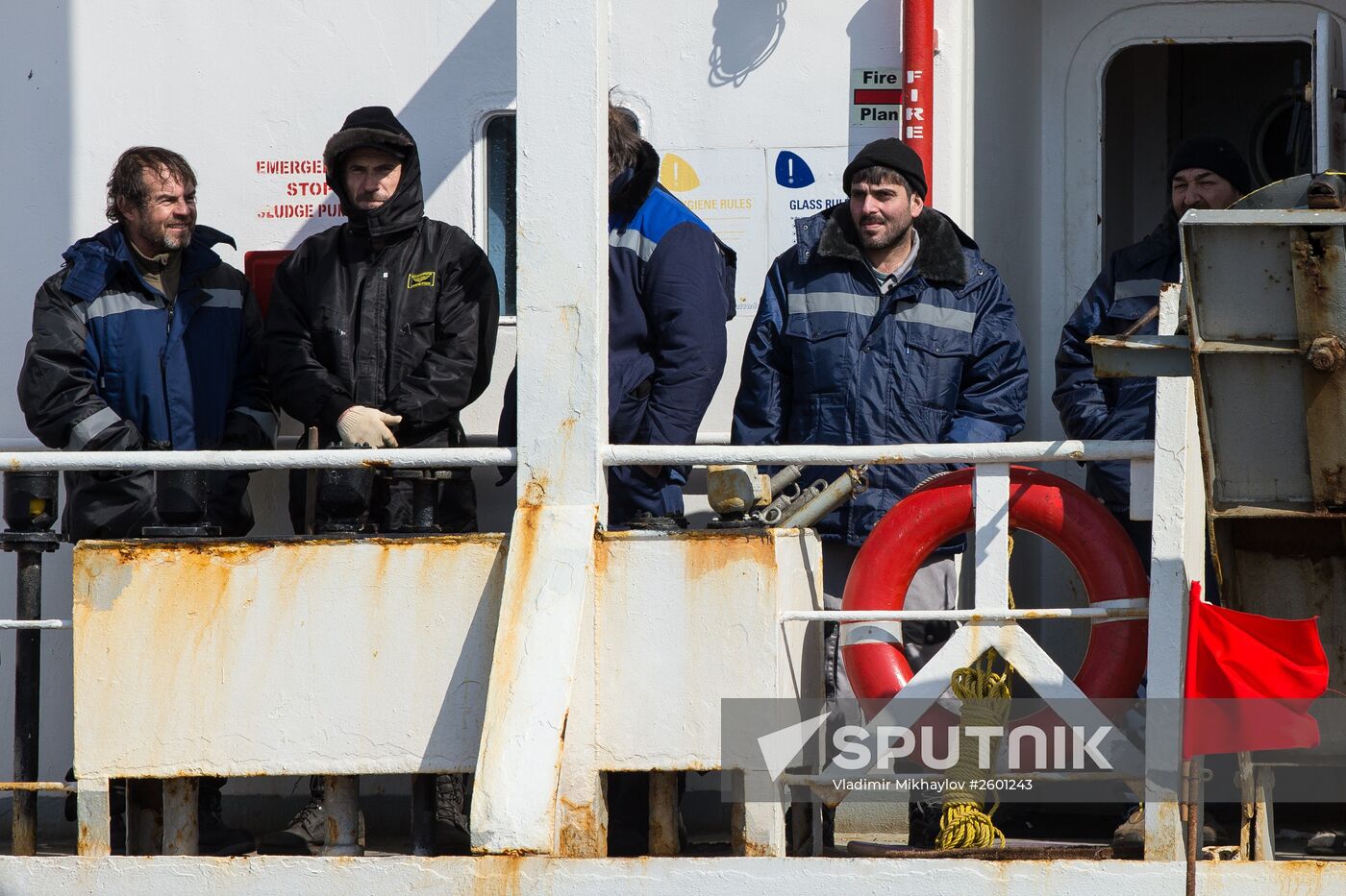 Crew of sunken trawler Dalny Vostok (Far East) arrives at Korsakov seaport