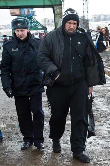 Crew of sunken trawler Dalny Vostok (Far East) arrives at Korsakov seaport