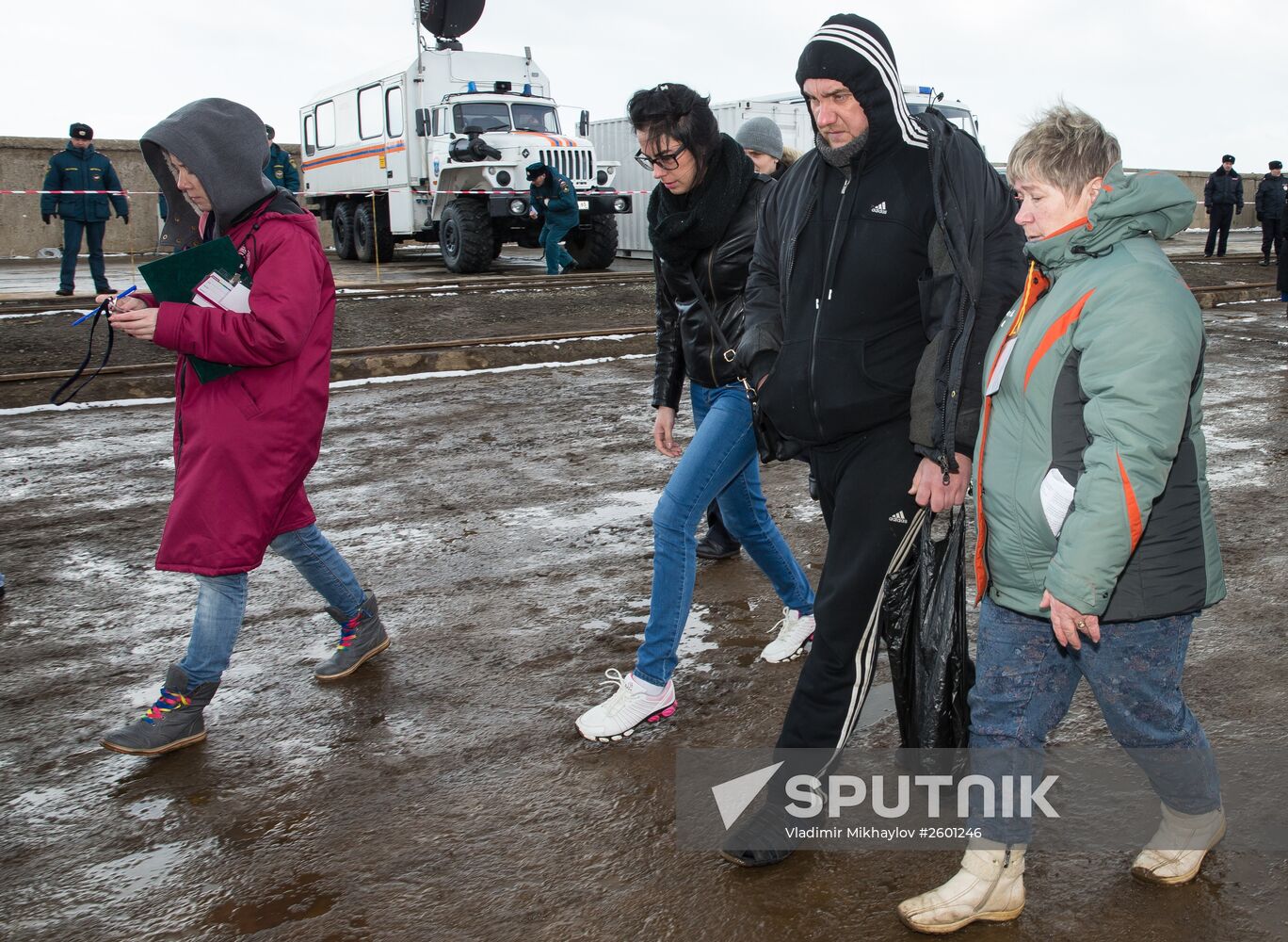 Crew of sunken trawler Dalny Vostok (Far East) arrives at Korsakov seaport