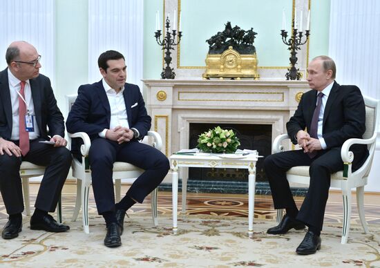 President Vladimir Putin meets with Prime Minister of Greece Alexis Tsipras