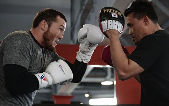 Boxing. Open training session of Denis Lebedev and Youri Kalenga