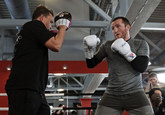 Boxing. Open training session of Denis Lebedev and Youri Kalenga