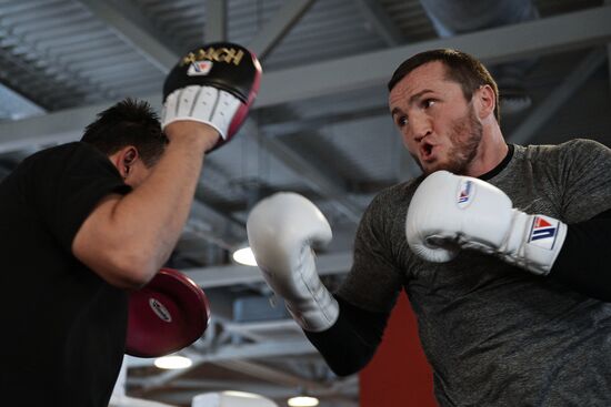 Boxing. Open training session of Denis Lebedev and Youri Kalenga