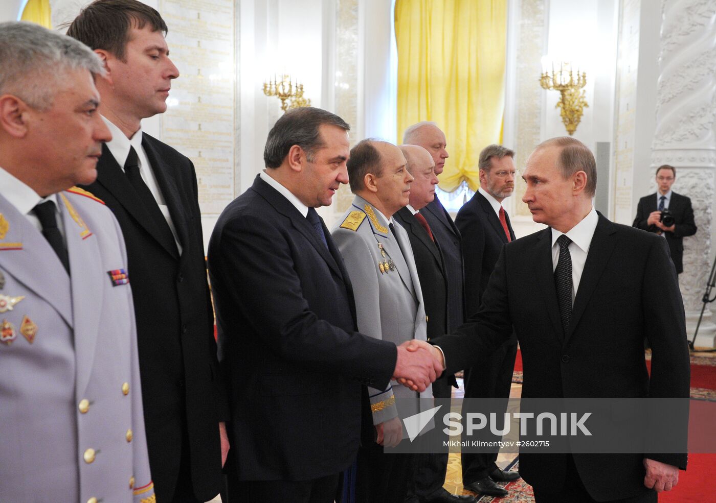 Russian President Vladimir Putin meets with senior officers and prosecutors in the Kremlin