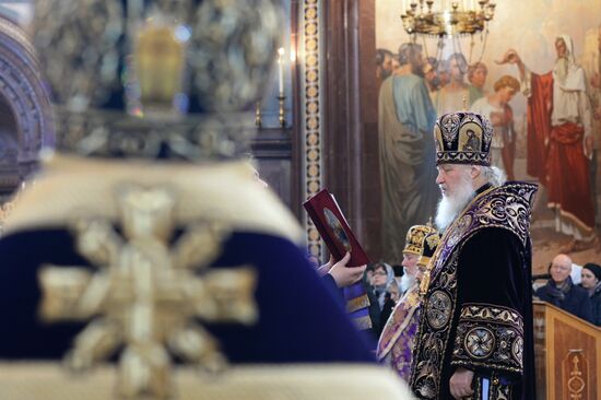Patriarchal service conducted on Holy Thursday in Cathedral of Christ the Savior