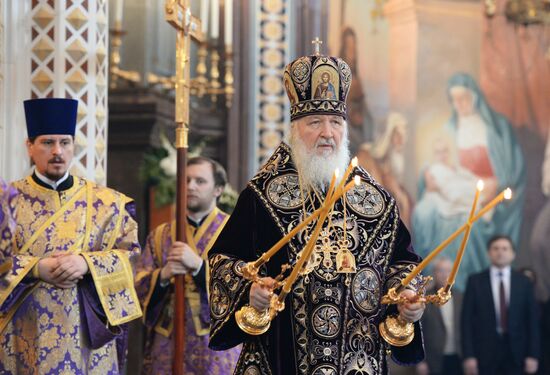 Patriarchal service conducted on Holy Thursday in Cathedral of Christ the Savior