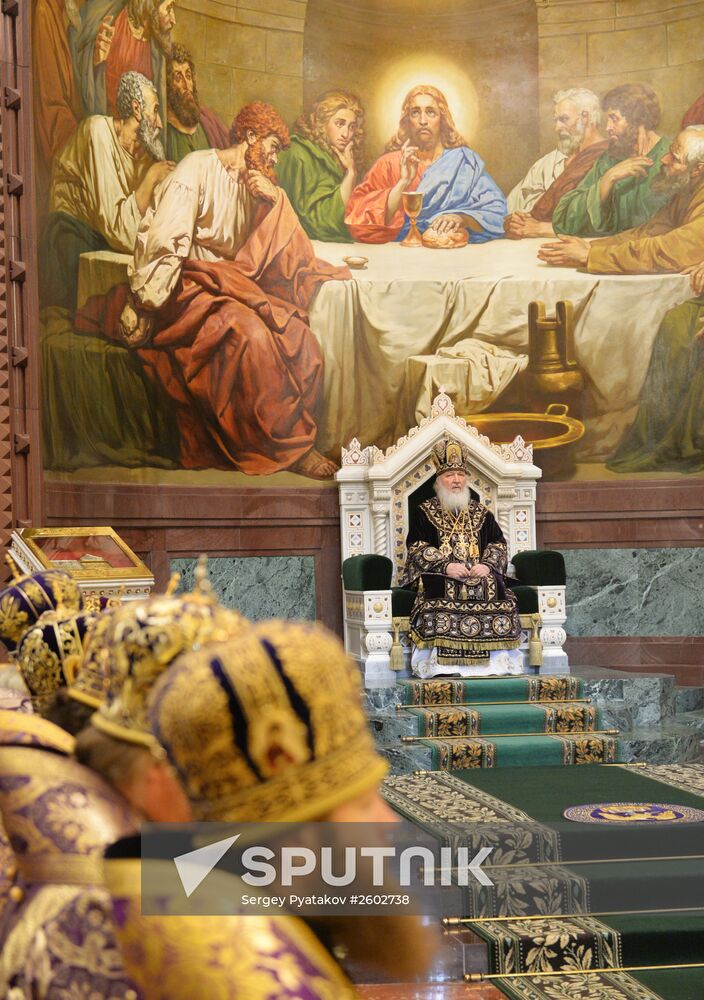 Patriarchal service conducted on Holy Thursday in Cathedral of Christ the Savior