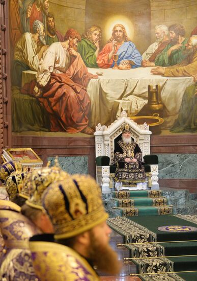 Patriarchal service conducted on Holy Thursday in Cathedral of Christ the Savior