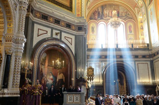 Patriarchal service conducted on Holy Thursday in Cathedral of Christ the Savior