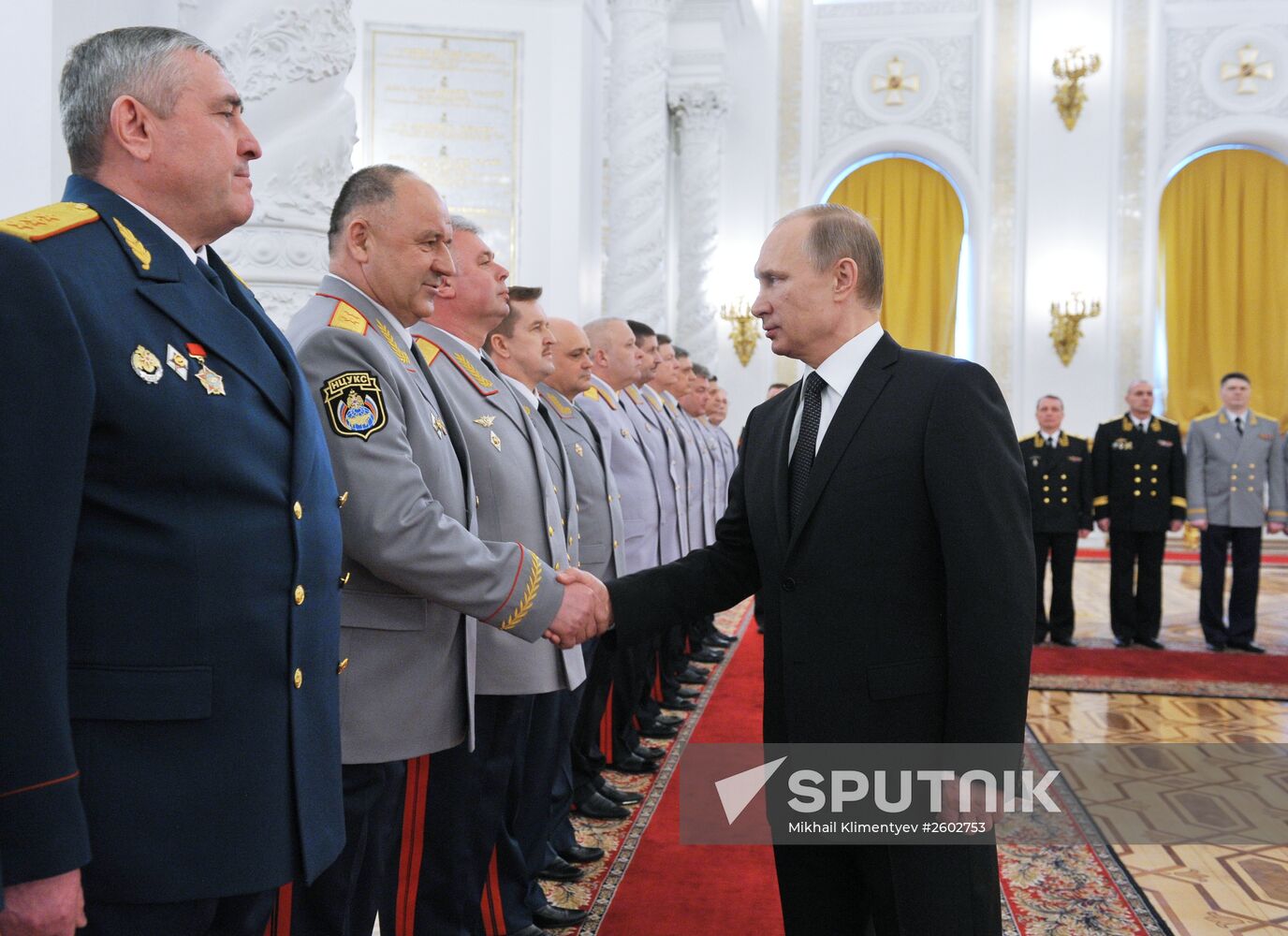 Russian President Vladimir Putin meets with senior officers and prosecutors in the Kremlin