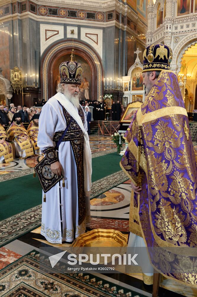 Patriarchal service conducted on Holy Thursday in Cathedral of Christ the Savior