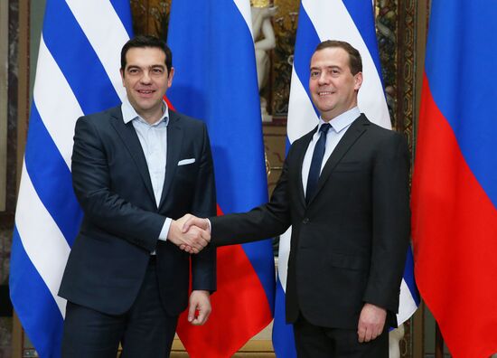 Russian Prime Minister Dmitry Medvedev's meeting with Greek Prime Minister Alexis Tsipras