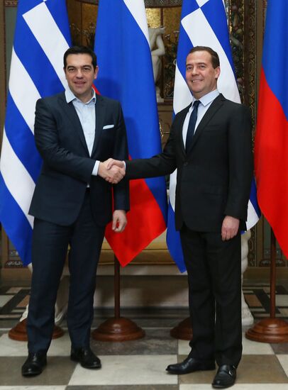 Russian Prime Minister Dmitry Medvedev's meeting with Greek Prime Minister Alexis Tsipras