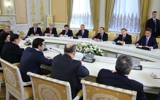 Russian Prime Minister Dmitry Medvedev's meeting with Greek Prime Minister Alexis Tsipras