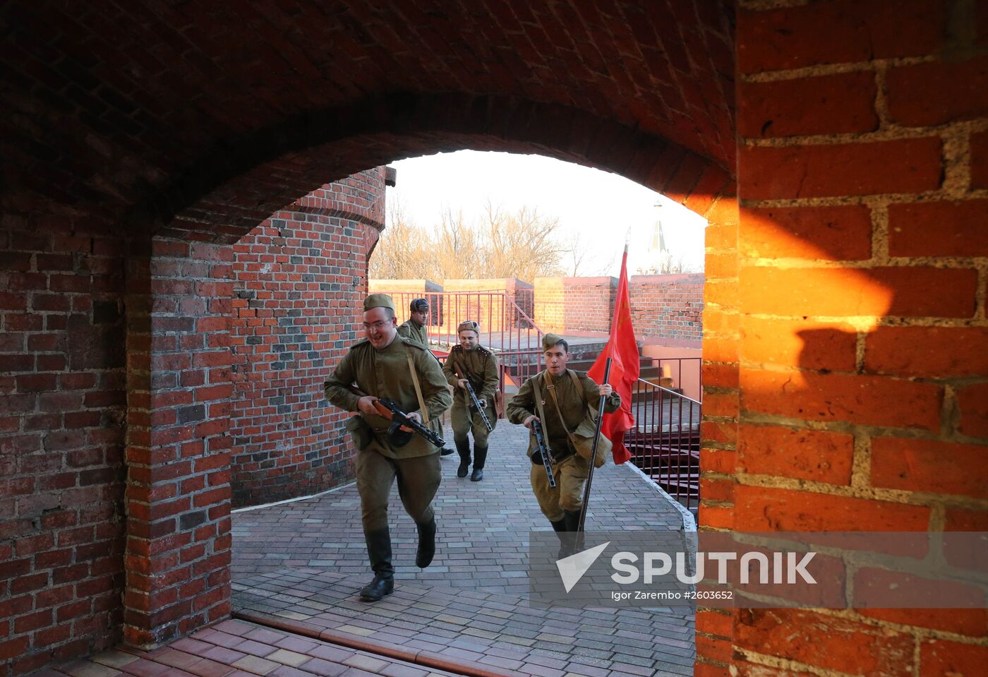 Historical reenactment of Victory Banner hoisting in Kaliningrad