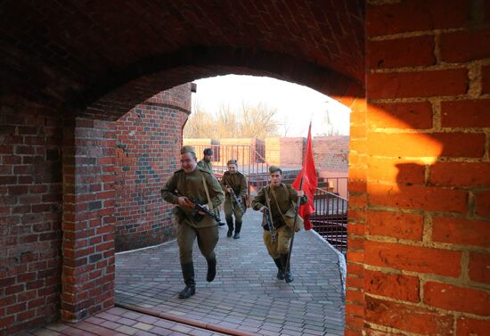 Historical reenactment of Victory Banner hoisting in Kaliningrad