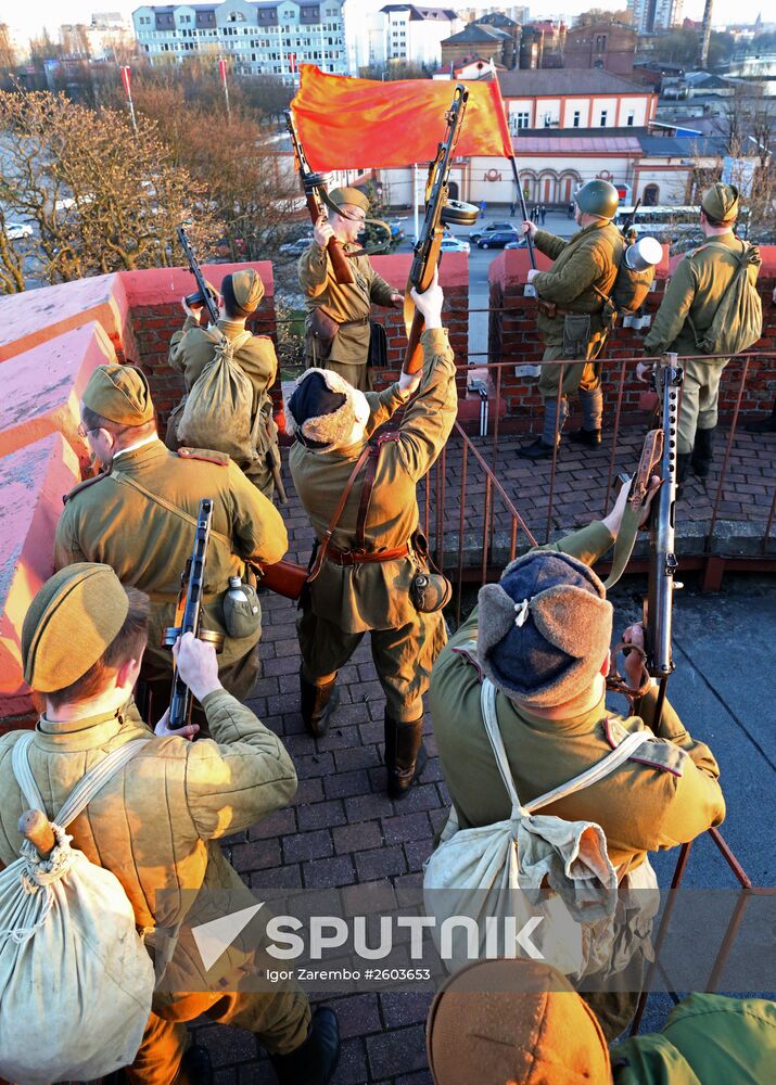 Historical reenactment of Victory Banner hoisting in Kaliningrad