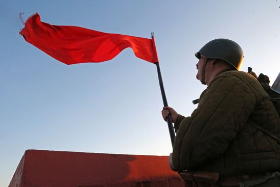 Historical reenactment of Victory Banner hoisting in Kaliningrad