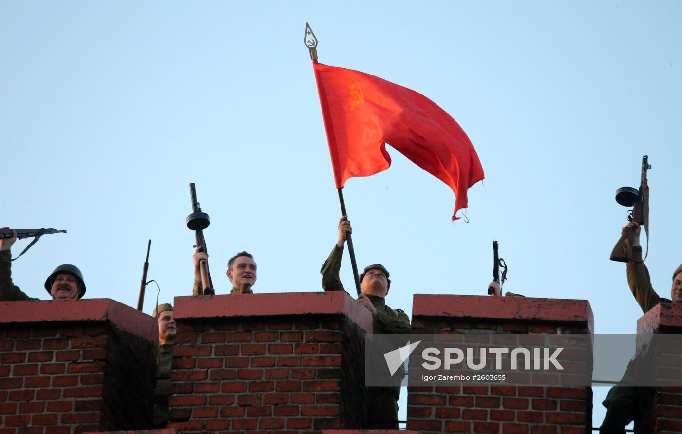 Historical reenactment of Victory Banner hoisting in Kaliningrad