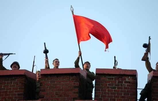 Historical reenactment of Victory Banner hoisting in Kaliningrad