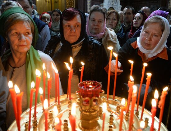 Easter serivce in Christ the Saviour Cathedral in Moscow