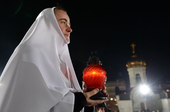 Easter serivce in Christ the Saviour Cathedral in Moscow