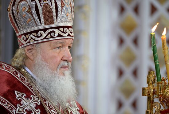Easter service in Christ the Saviour Cathedral in Moscow