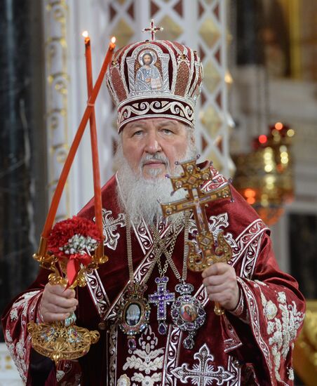 Easter service in Christ the Saviour Cathedral in Moscow