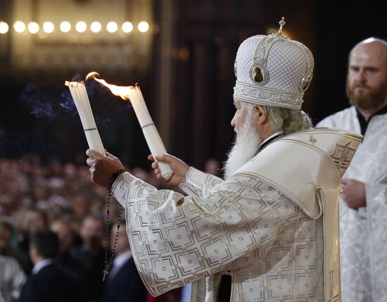 Easter service at Christ the Savior Cathedral in Moscow