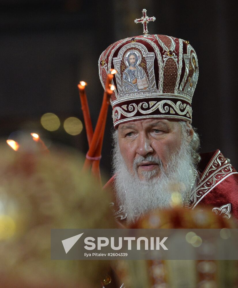 Easter service at Christ the Savior Cathedral in Moscow