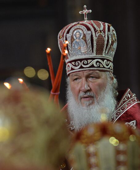 Easter service at Christ the Savior Cathedral in Moscow