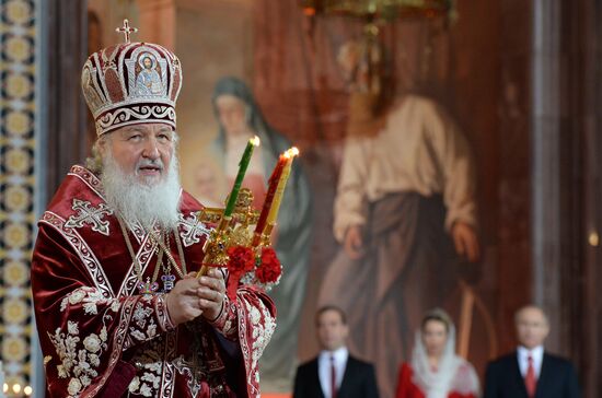 Easter serivce in Christ the Saviour Cathedral in Moscow
