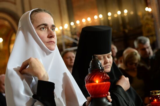Easter service at Christ the Savior Cathedral in Moscow
