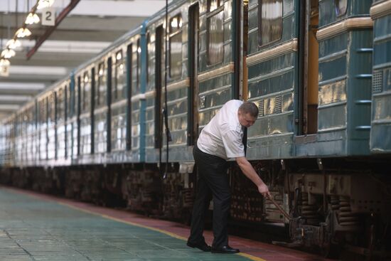 Railcars at the Vladykino train maintenance facility