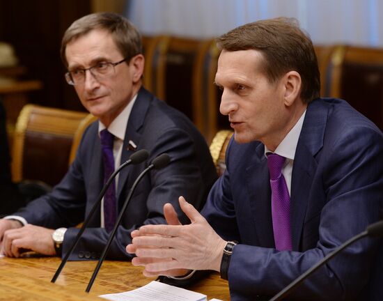 State Duma Speaker Sergei Naryshkin's meeting with Chairman of Iranian National Security and Foreign Policy Commission