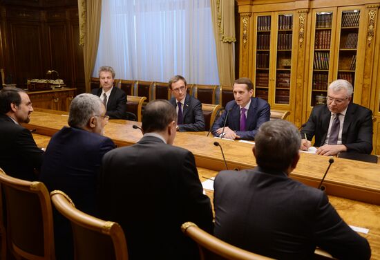 State Duma Speaker Sergei Naryshkin's meeting with Chairman of Iranian National Security and Foreign Policy Commission