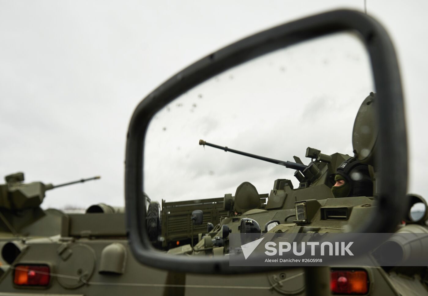 Mechanized unit of St. Petersburg garrison troops during military parade training