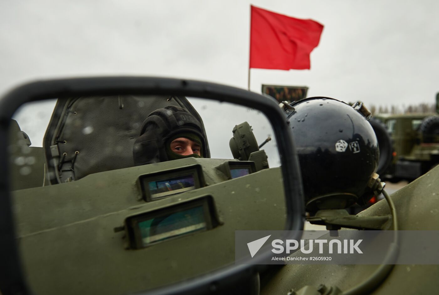 Mechanized unit of St. Petersburg garrison troops during military parade training
