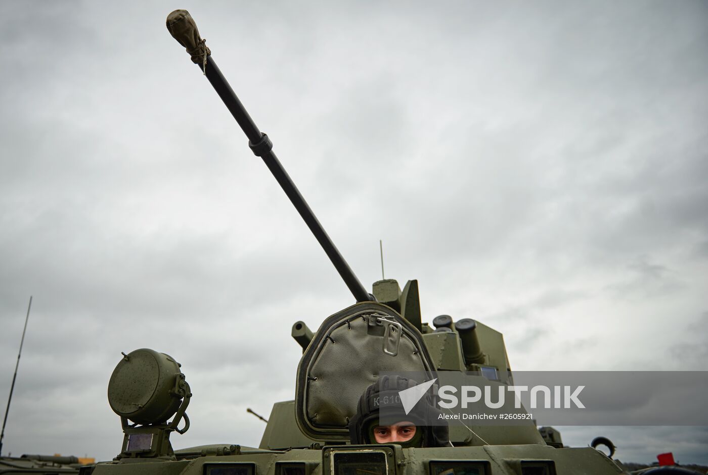 Mechanized unit of St. Petersburg garrison troops during military parade training