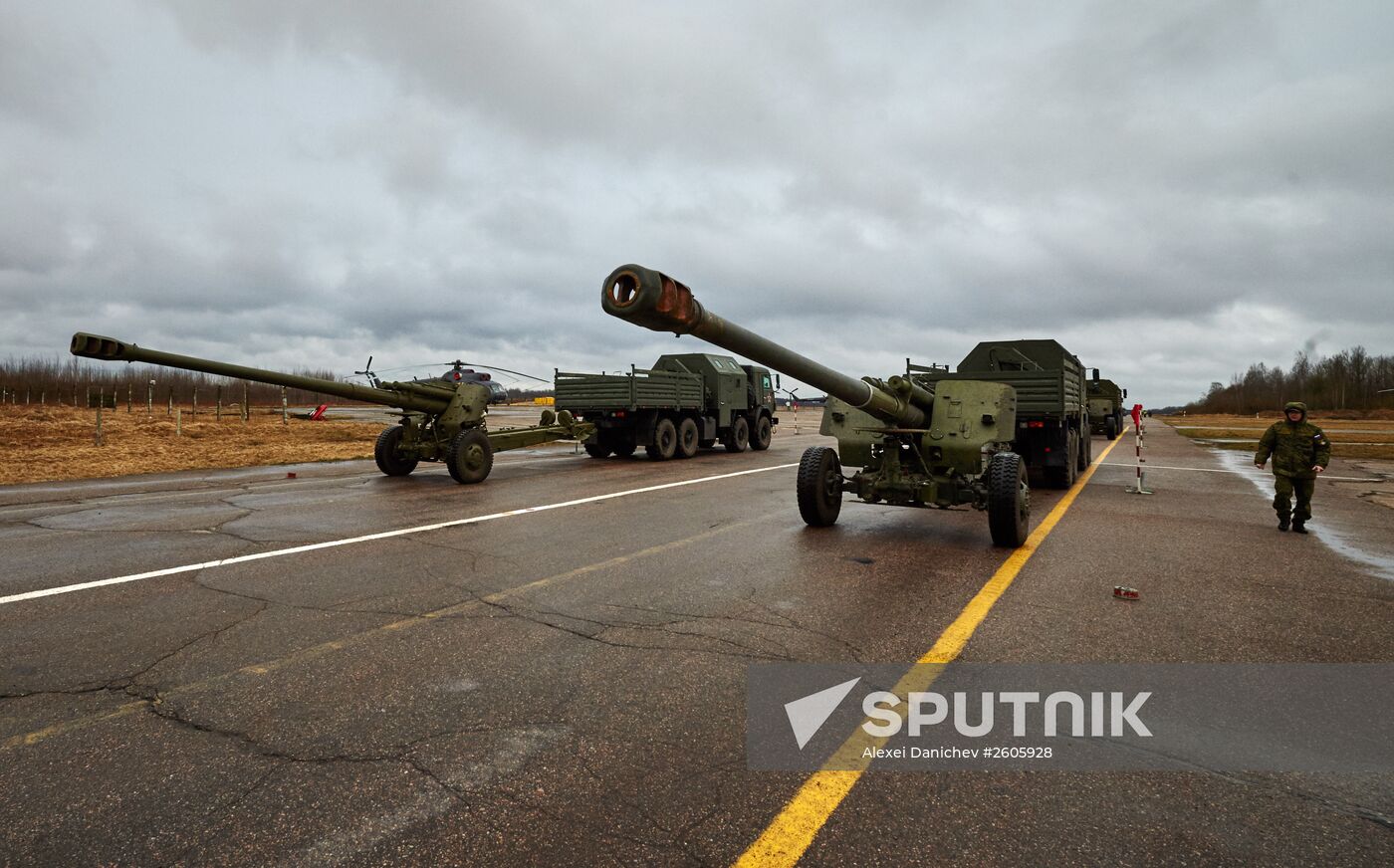 Mechanized unit of St. Petersburg garrison troops during military parade training