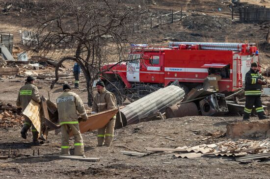 Relief efforts following wildfire in Shira, Republic of Khakassia