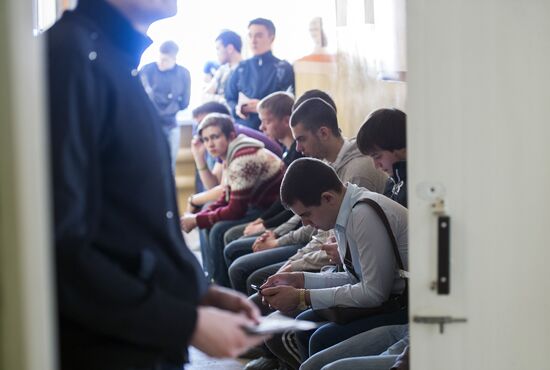 Military enlistment office at work in Omsk