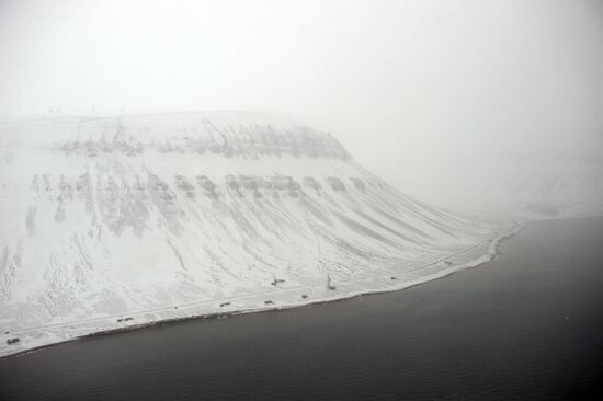 Barentsburg, a town for miners, in the Svalbard archipelago