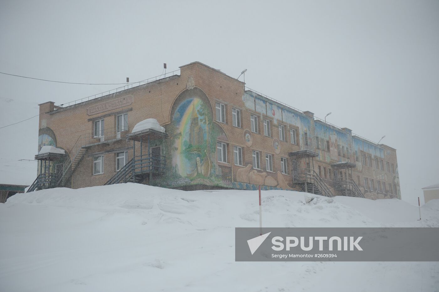 Mining town of Barentsburg on Spitsbergen