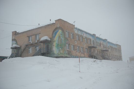 Mining town of Barentsburg on Spitsbergen