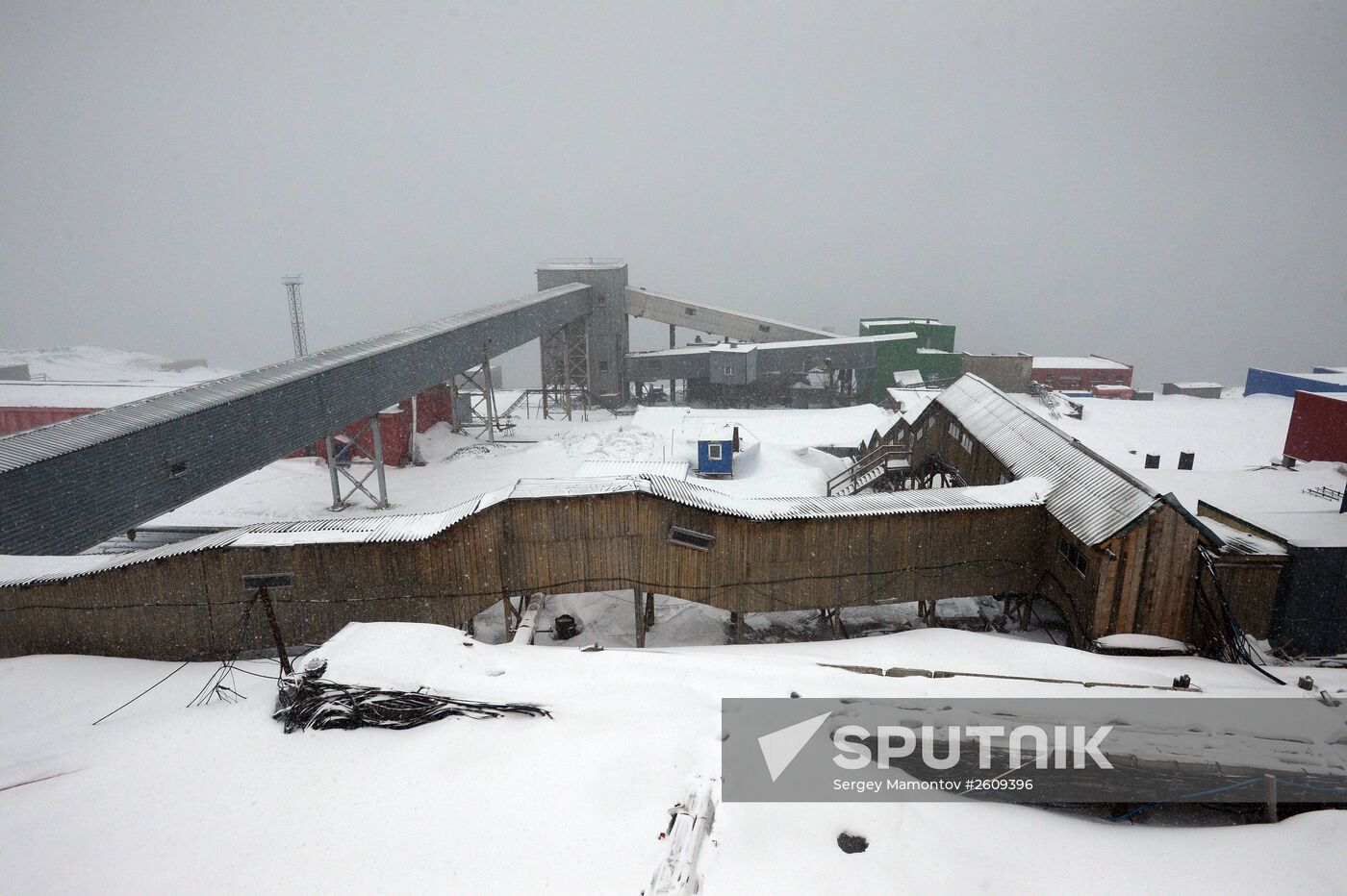 Mining town of Barentsburg on Spitsbergen
