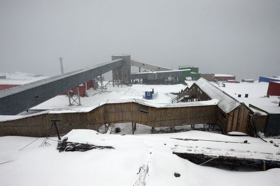 Mining town of Barentsburg on Spitsbergen